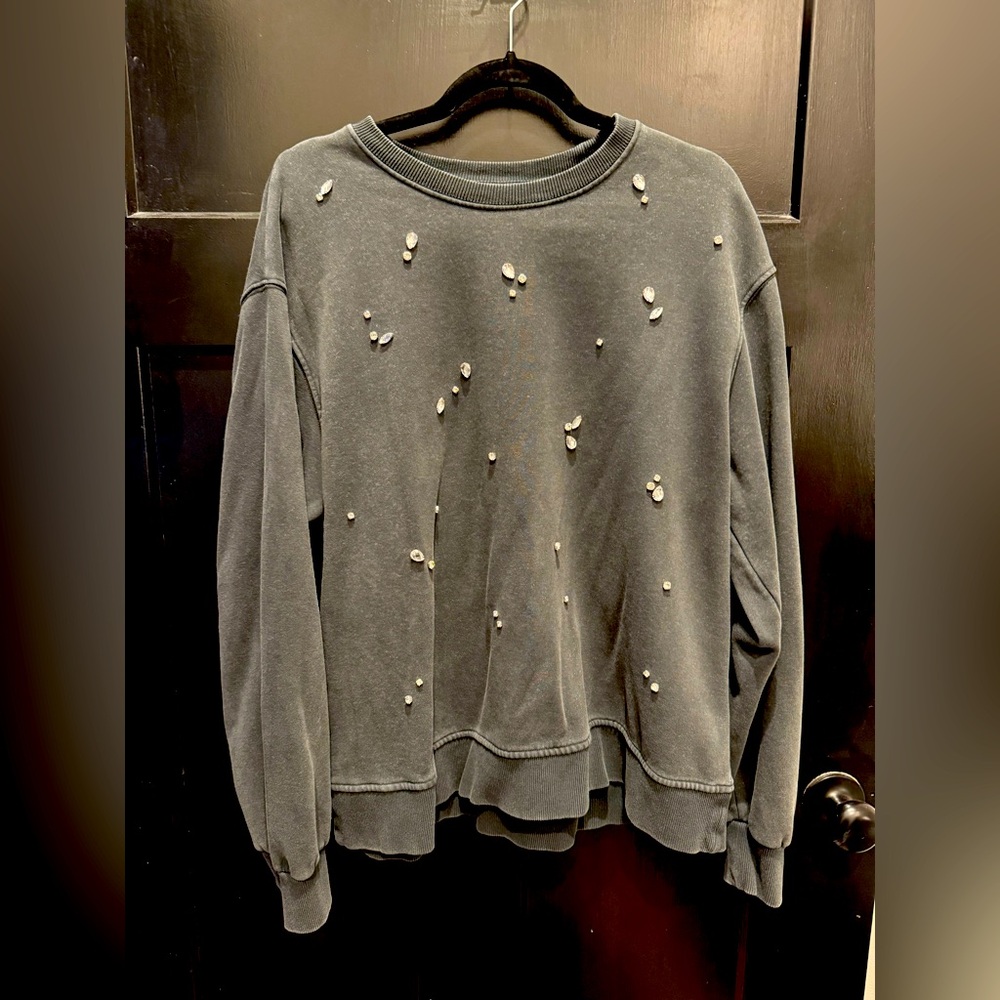 Zara Oversized Rhinestone Sweatshirt - Picture 1 of 4